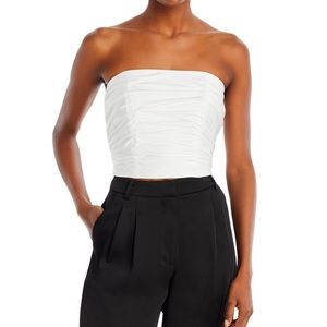 Strapless Ruched Tube Top with Bow